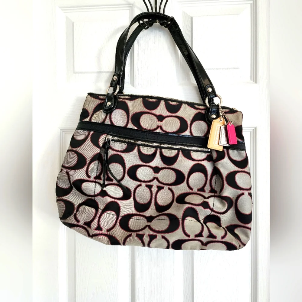 Authentic Coach Purse Black, Gray, Pink - Picture 2 of 15